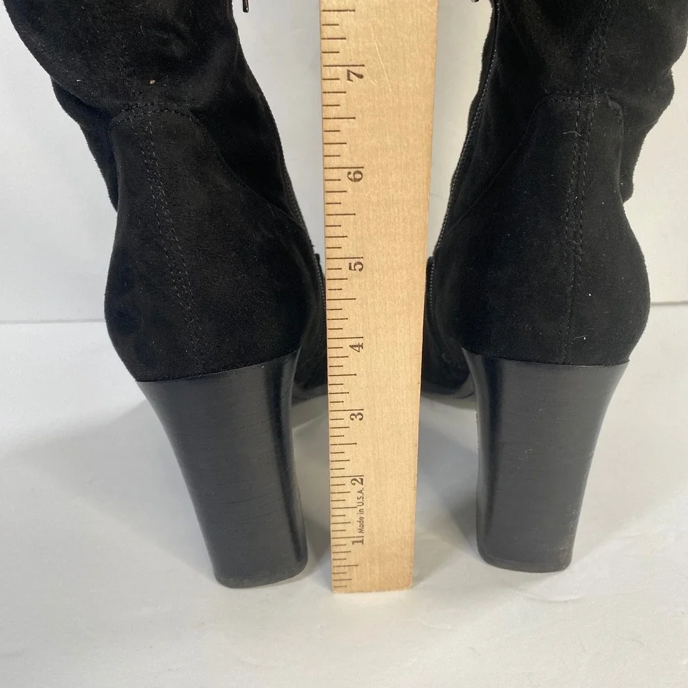 Marc‎ Fisher Womens Black Suede Zip Up Block Heels Over the Knee Tall Boots Sz 8